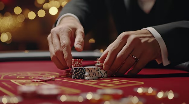 Live blackjack dealer at rook studio table with HD camera feed